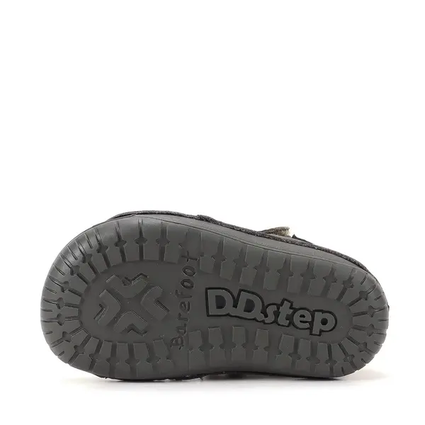 Ghete D.D Step baieti, Barefoot, piele naturala, captuseala din blana, maro inchis, emblema cu norisor_W070-62495A-20_Pebebe