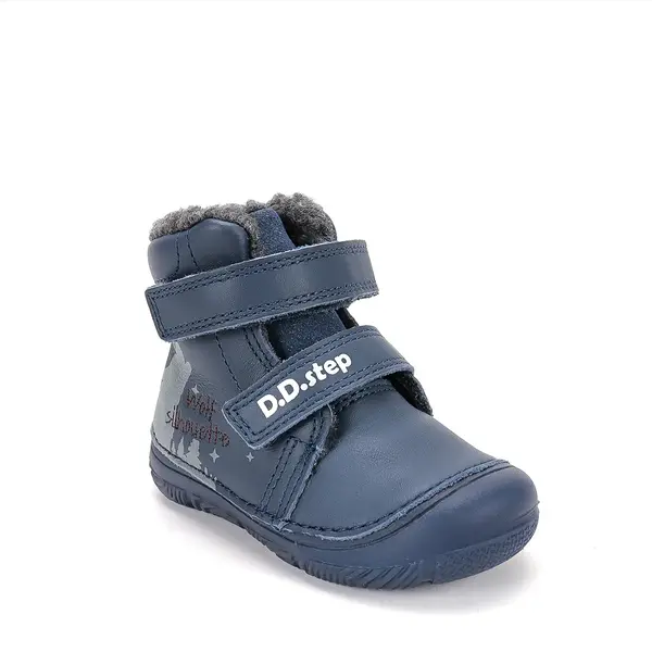 Ghete D.D Step baieti, piele naturala, fluorescente, imblanite, albastru inchis_W082-62555A-20_Pebebe