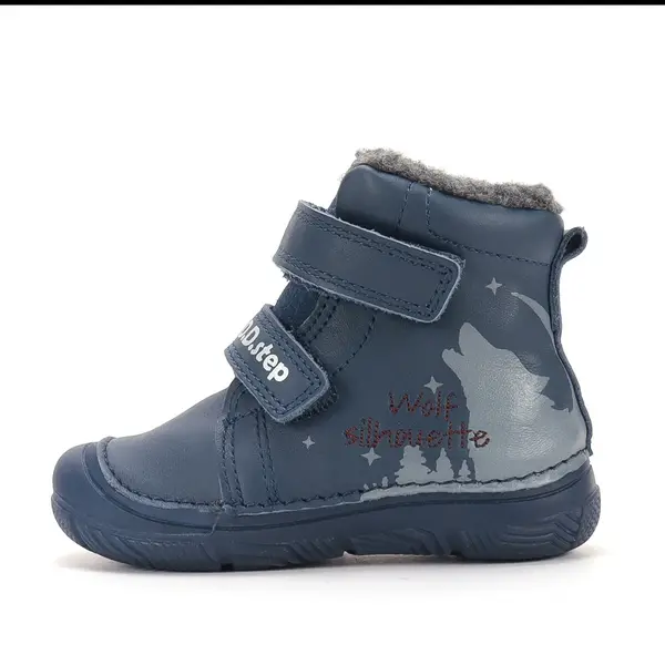 Ghete D.D Step baieti, piele naturala, fluorescente, imblanite, albastru inchis_W082-62555A-20_Pebebe