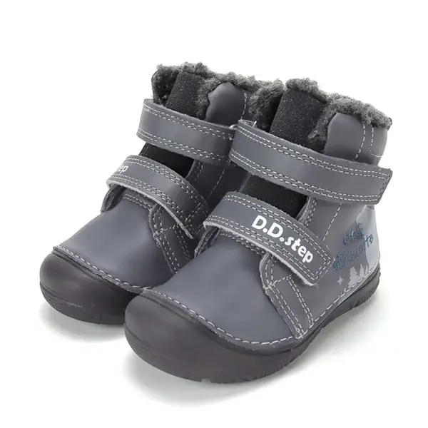 Ghete D.D Step baieti, piele naturala, fluorescente, imblanite, gri_W082-62555B-20_Pebebe
