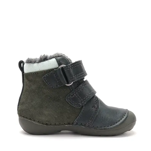Ghete D.D Step baieti, piele naturala, talpa flexibila, imblanite, verde uscat, model cu excavator_W015-62928A-19_Pebebe