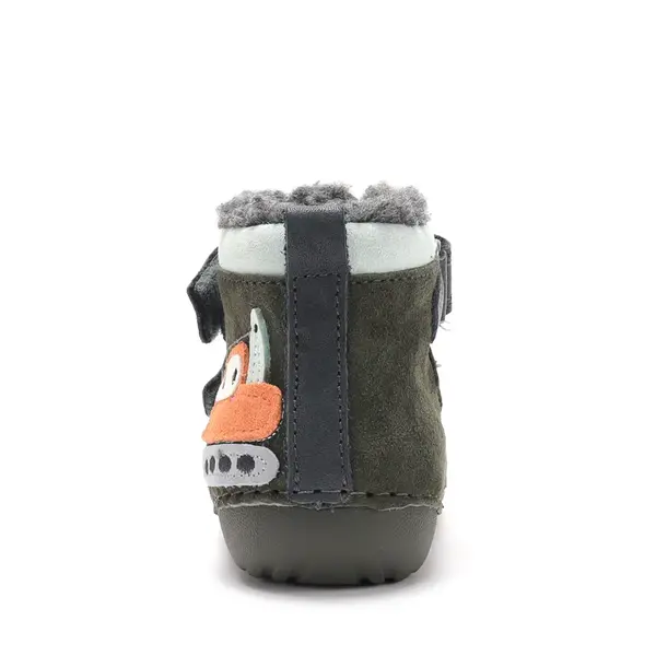 Ghete D.D Step baieti, piele naturala, talpa flexibila, imblanite, verde uscat, model cu excavator_W015-62928A-19_Pebebe