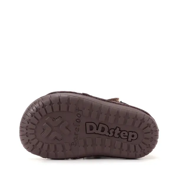 Ghete D.D Step copii, Barefoot, piele naturala, captuseala din blana, maro, emblema cu norisor_W070-62495F-20_Pebebe