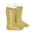 Sosete bumbac, crosetate, mustar - Sosete