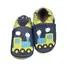 Papucei de interior din piele naturala, cu trenulet, bleumarin cu verde, Babice- BA-169/24-25-Babice