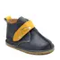 Ghete barefoot copii, piele naturala, talpa flexibila, bleumarin cu bareta galbena,- RO-104-bleumarin-galben-24-By Pebebe