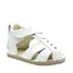Sandale copii, barefoot, primii pasi, piele naturala, talpa flexibila, inchidere cu scai, alb- RO-100-7-23-By Pebebe