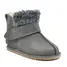Cizme din piele pentru copii, talpa flexibila, imblanite, blanita decorativa, gri- RO-107-gri-24-By Pebebe