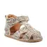 Sandale copii, barefoot, primii pasi, piele naturala, talpa flexibila, inchidere cu scai, imprimeu- RO-100-14-24-By Pebebe