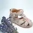 Sandale copii, barefoot, primii pasi, piele naturala, talpa flexibila, inchidere cu scai, bej pictat- RO-103-12-24-By Pebebe