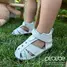 Sandale copii, barefoot, primii pasi, piele naturala, talpa flexibila, inchidere cu scai, crem- RO-100-3-24-By Pebebe