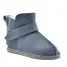 Cizme din piele pentru copii, talpa flexibila, imblanite, albastru fume - RO-106-26-24-By Pebebe