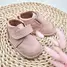 Pantofi primii pasi fete, piele naturala, barefoot, talpa flexibila, culoare roz, Smiley- RO-500-1-24-By Pebebe