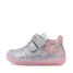 Pantofi D.D Step fete, barefoot, primii pasi,talpa fluorescenta, piele naturala, argintiu, fluturi- S070-52838-25-D.D. Step