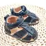 Sandale copii, barefoot, primii pasi, piele naturala, talpa flexibila, inchidere cu scai, negru- RO-100-16-24-By Pebebe