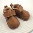 Ghete barefoot pentru copii, primii pasi, piele naturala, captuseala din blana, talpa flexibila, maro, Smiley - RO-600-5-22-By Pebebe