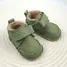 Ghete barefoot pentru copii, primii pasi, piele naturala, captuseala din blana, talpa flexibila, verde, Smiley - RO-600-6-23-By Pebebe