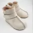 Cizme din piele pentru copii, barefoot, primii pasi, talpa flexibila, imblanite, crem - RO-106-14-24-By Pebebe