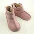 Cizme din piele pentru copii, primii pasi, barefoot, talpa flexibila, imblanite, roz deschis - RO-106-18-24-By Pebebe