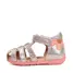 Sandale fete cu barete si ajustare cu 2 scaiuri, piele naturala, talpa flexibila, roz/auriu, D.D.Step- G111-61400-25-D.D. Step