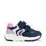 Pantofi Geox fete, piele naturala, brant antibacterian, Flexyper mini, bleumarin cu roz/lila- B656NA-05422-C4215-27-GEOX