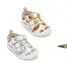 Pantofi de interior D.D.Step de colorat, cu carioci incluse, 2 scaiuri, alb, print Fast Food- C086-71353AM-31-D.D. Step