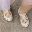 Sandale D.D. Step copii, piele naturala, talpa flexibila, alb unt, caine- G075-61516B-25-D.D. Step