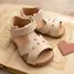 Sandale din piele naturala, talpa flexibila, barefoot, crem sidef- RO-800-2-24-By Pebebe