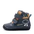 Ghete D.D Step baieti, Barefoot, piele naturala, captuseala din blana, bleumarin cu maro, emblema cu norisor - W070-62495B-25-D.D. Step
