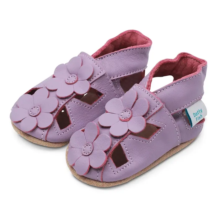 Sandale din piele mov cu flori- GSBS011-18-24-Dotty Fish-