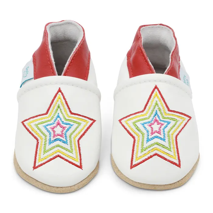 Pantofi de interior din piele moale cu stea curcubeu- BSGS017-24-36-Dotty Fish-