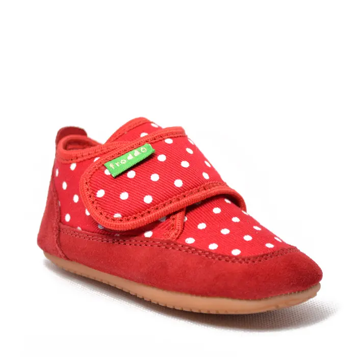 Pantofi primii pași din piele intoarsa si material textil, flexibili și ușori, Froddo, rosu- G1170001-24-Froddo-