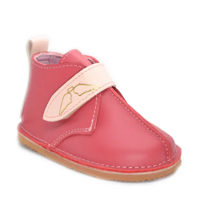 Ghete din piele pentru primii pasi cu talpa flexibila, roz- RO-104-roz-23-By Pebebe-
