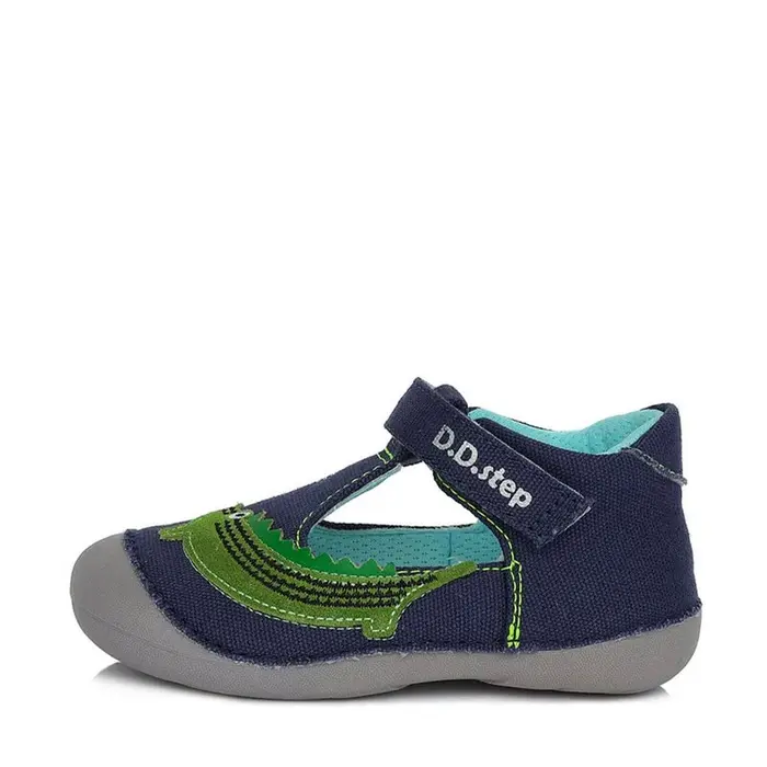 Pantofi din material textil, decupati, primii pași, D.D.Step, crocodil, bleumarin- C015-711-19-D.D. Step-