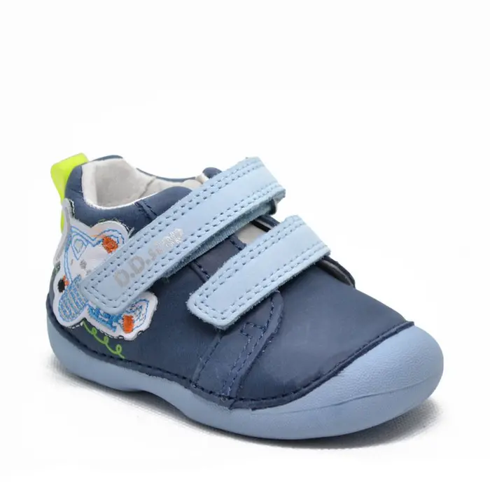 Pantofi din piele naturala primii pași, D.D.Step, avion, bleumarin- S015-357A-23-D.D. Step-