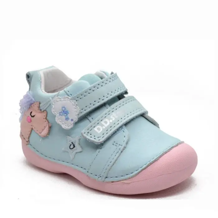 Pantofi din piele naturala primii pași, D.D.Step, unicorn, albastru- S015-706-23-D.D. Step-