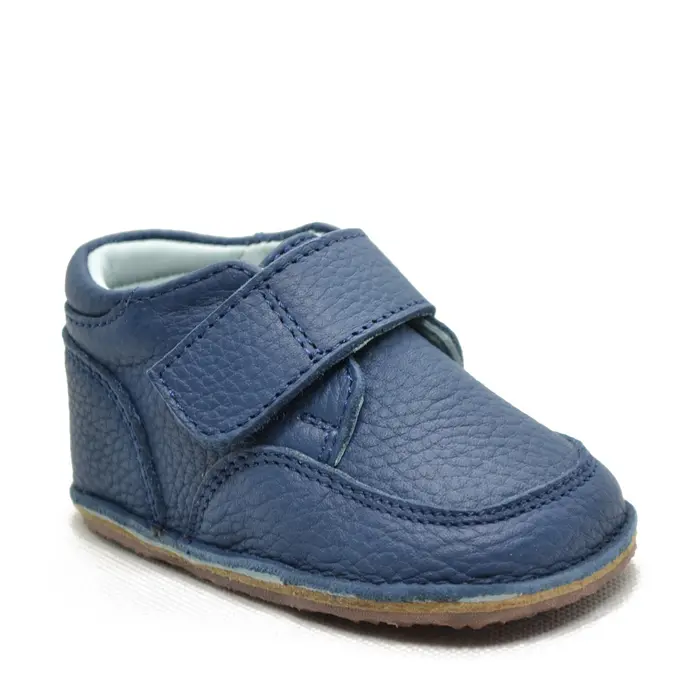 Ghete barefoot copii, din piele naturala cu scai si talpa din cauciuc, bleumarin, LUY- RO-14-Bleumarin-23-By Pebebe-