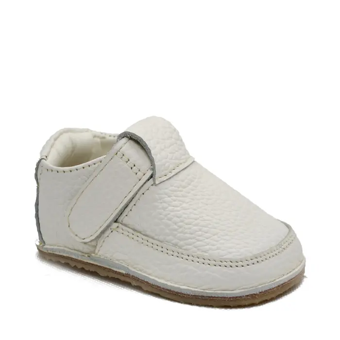 Pantofi din piele moale cu talpa flexibila si captuseala, alb unt- RO-15-6-23-By Pebebe-