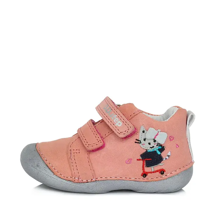 Pantofi din piele naturala primii pași, D.D.Step, pisica, roz- S015-63-23-D.D. Step-