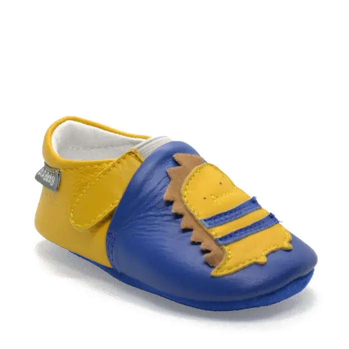 Pantofi de interior din piele naturala, albastru, dinozaur, D.D.Step- K1596-735-22/23-D.D. Step-