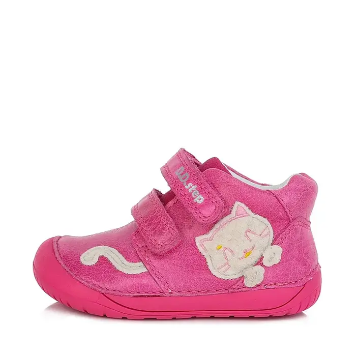 Pantofi din piele naturala primii pași, D.D.Step, pisica, roz- S070-927A-25-D.D. Step-