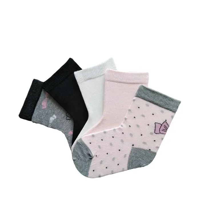 Sosete set 5 perechi, bumbac si elastan, fundite, modele asortate fete- 326-5-3-23-27-CISEROM-