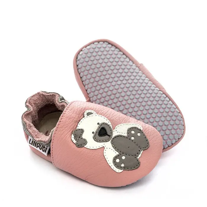 Pantofi de interior din piele naturala, talpa din piele cu tampoane antiderapante, Polar Teddy, Liliputi- 2006001013849-Liliputi-