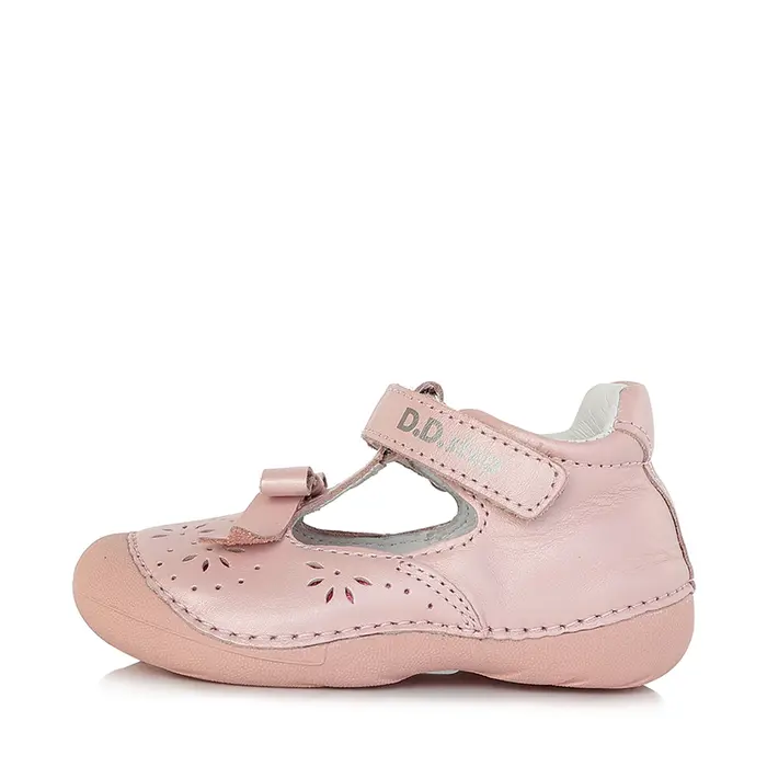 Pantofi din piele naturala, decupati, primii pași, roz, D.D.Step,- H015-335A-21-D.D. Step-