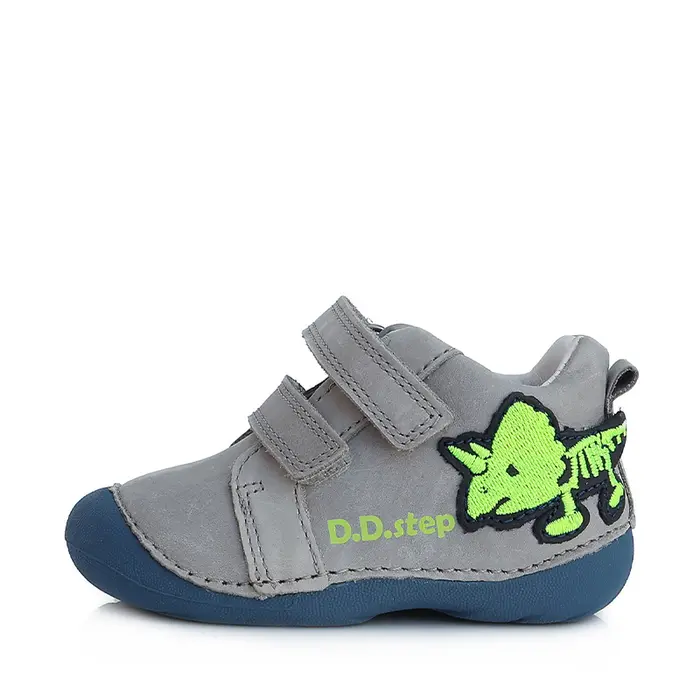 Pantofi din piele naturala, primii pași, talpa flexibila, dinozaur, gri, D.D.Step- S015-372A-21-D.D. Step-