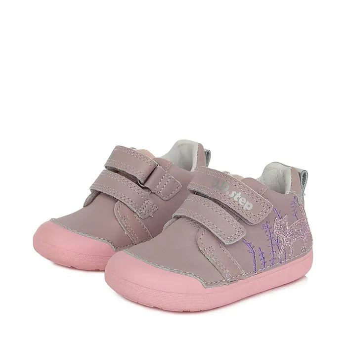 Pantofi din piele naturala, primii pași, talpa flexibila, pisica, roz, D.D.Step- S066-319-21-D.D. Step-