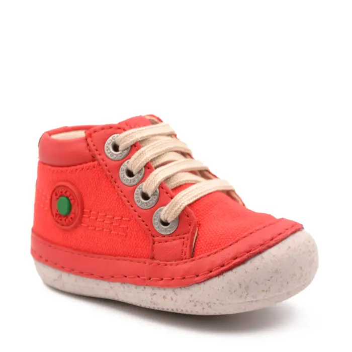 Pantofi Sonistreet, piele naturala si material textil, talpa flexibila, rosu, Kickers- 928060-10-4-25-Kickers-