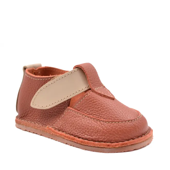 Pantofi baieti, barefoot, primii pasi, talpa flexibila, caramiziu- RO-301-1-24-By Pebebe-
