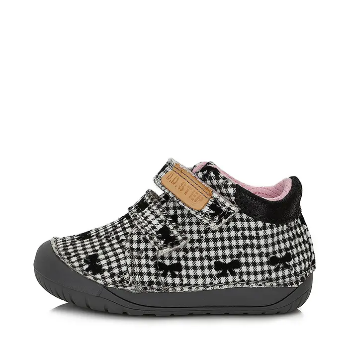 Pantofi barefoot, primii pași, material textil, negru, fundite, D.D.Step- C070-321A-25-D.D. Step-