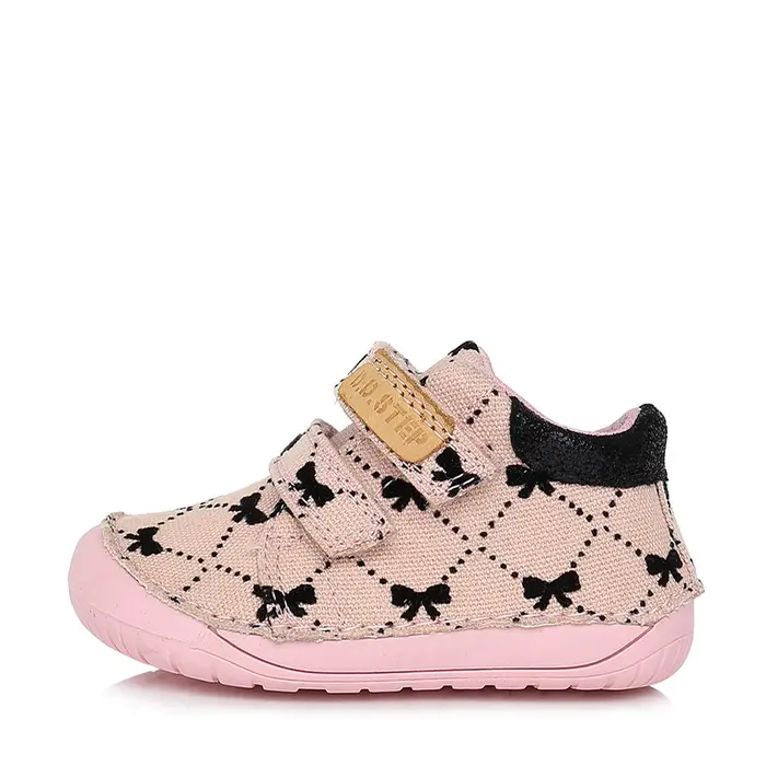 Pantofi barefoot, primii pași, material textil, roz, fundite, D.D.Step- C070-321-25-D.D. Step-